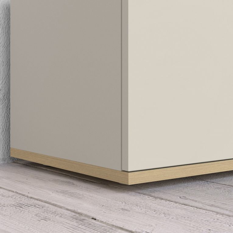 Credenza Bianco Cashmere Marrone Rovere Chiaro 6 Ripiani Apertura Battente 160x35x70h cm, 4 Ante Made in Italy - Swink
