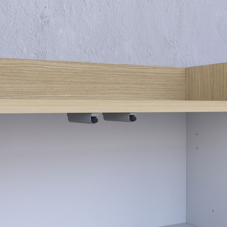 Credenza Bianco Cashmere Marrone Rovere Chiaro 6 Ripiani Apertura Battente 160x35x70h cm, 4 Ante Made in Italy - Swink