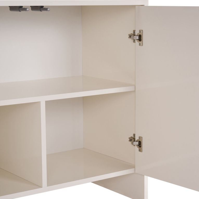 Credenza Bianco Crema 2 Ripiani 4 Ante 180x45x80h cm, 6 Vani - Nomesi