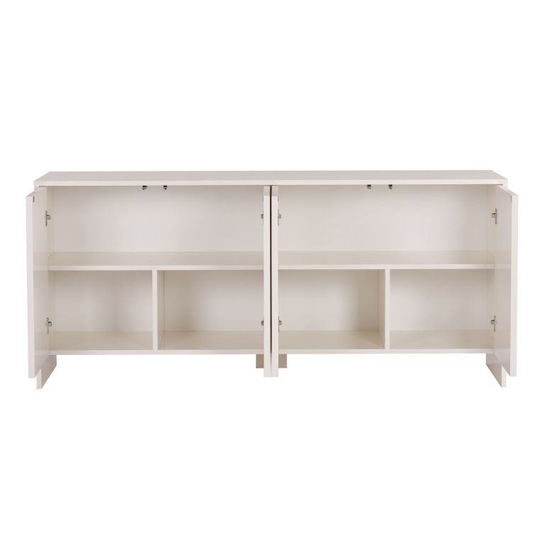 Credenza Bianco Crema 2 Ripiani 4 Ante 180x45x80h cm, 6 Vani - Nomesi