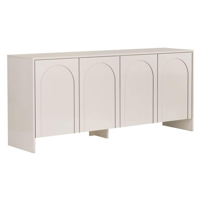 Credenza Bianco Crema 2 Ripiani 4 Ante 180x45x80h cm, 6 Vani - Nomesi