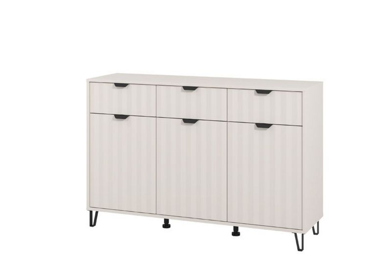 Credenza Bianco Crema 3 Ripiani 3 Cassetti 138x40x90.5h cm, 6 Vani - Paglieta
