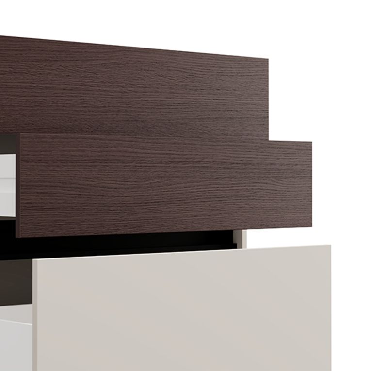 Credenza Bianco Crema Marrone Noce 3 Cassetti un Ripiano 80x40x88h cm, con Piedini - Amed