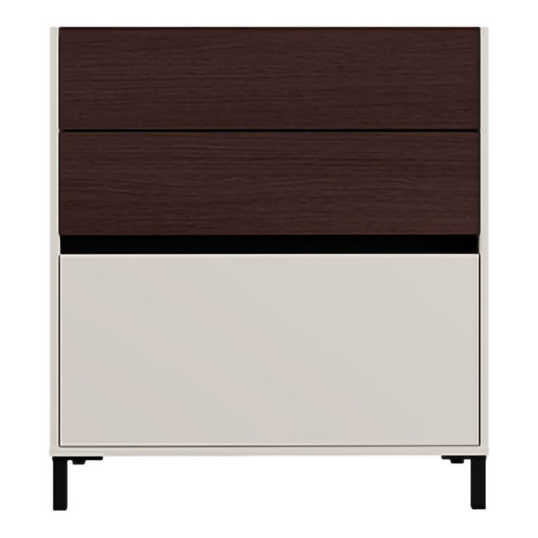 Credenza Bianco Crema Marrone Noce 3 Cassetti un Ripiano 80x40x88h cm, con Piedini - Amed