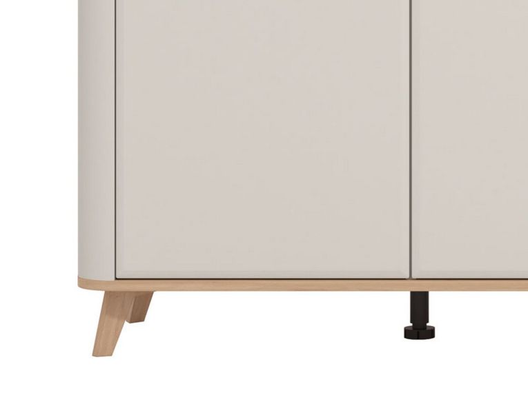 Credenza Bianco Crema Marrone Rovere 3 Ripiani un Cassetto 179.5x40x90.5h cm, 4 Ante - Illorai