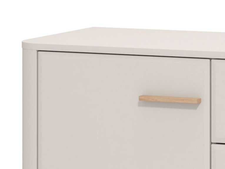 Credenza Bianco Crema Marrone Rovere Nodi 2 Ripiani 4 Cassetti 154x40x90.5h cm, 2 Ante - Illorai