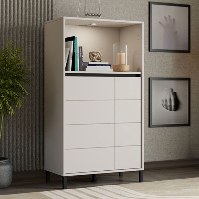 Credenza Bianco Crema Nero 2 Ripiani 3 Vani 74x40x135h cm, 2 Ante - Cosoleto