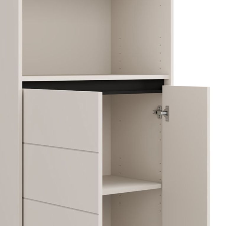 Credenza Bianco Crema Nero 2 Ripiani 3 Vani 74x40x135h cm, 2 Ante - Cosoleto