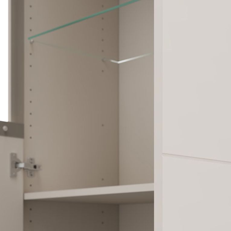 Credenza Bianco Crema Nero 4 Ripiani 6 Vani 93x40x135h cm, 2 Ante - Vignate