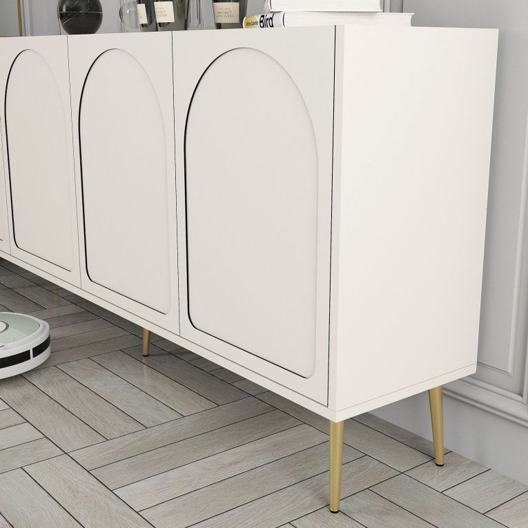 Credenza Bianco Crema oro 2 Ripiani 4 Vani 180x35x80h cm, 4 Ante - Torno
