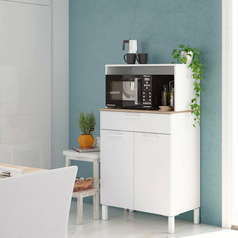 Credenza- bianco e legno con cassetto 72x126h cm - Asaro
