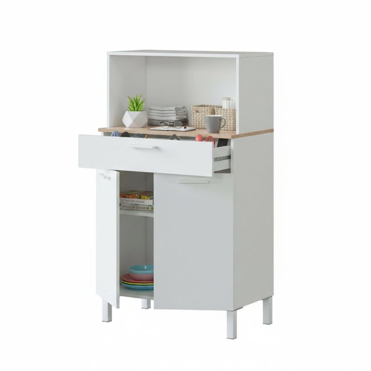 Credenza- bianco e legno con cassetto 72x126h cm - Asaro