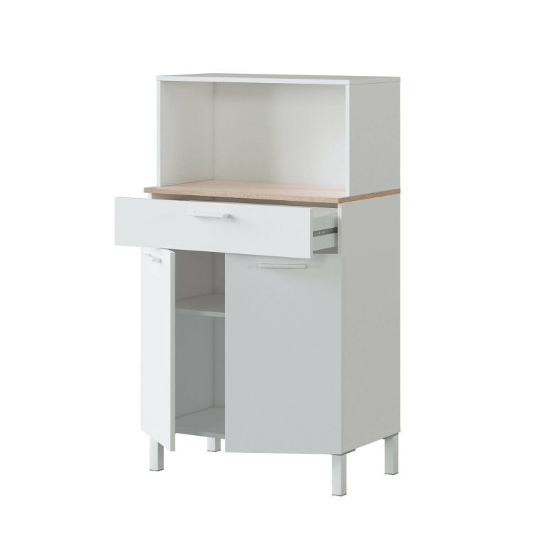Credenza- bianco e legno con cassetto 72x126h cm - Asaro