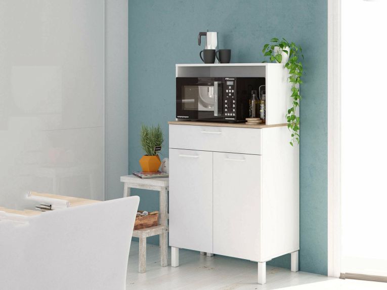 Credenza- bianco e legno con cassetto 72x126h cm - Asaro
