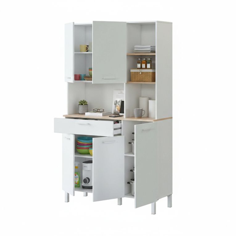 Credenza- bianco e rovere con cassetto 108x186h cm - Abbaio