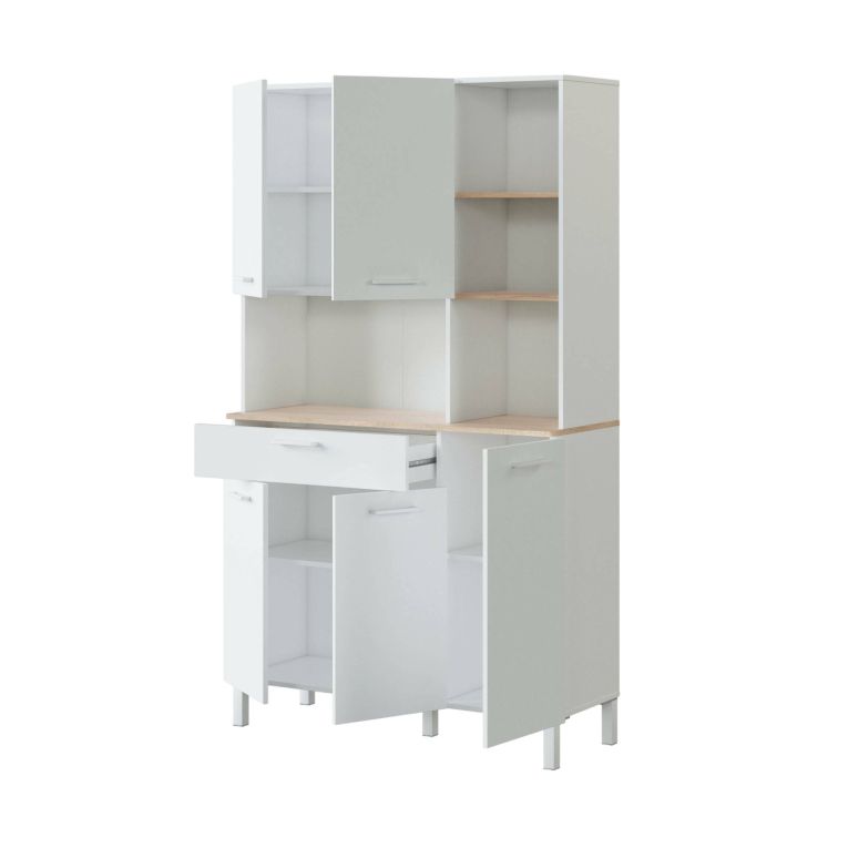 Credenza- bianco e rovere con cassetto 108x186h cm - Abbaio