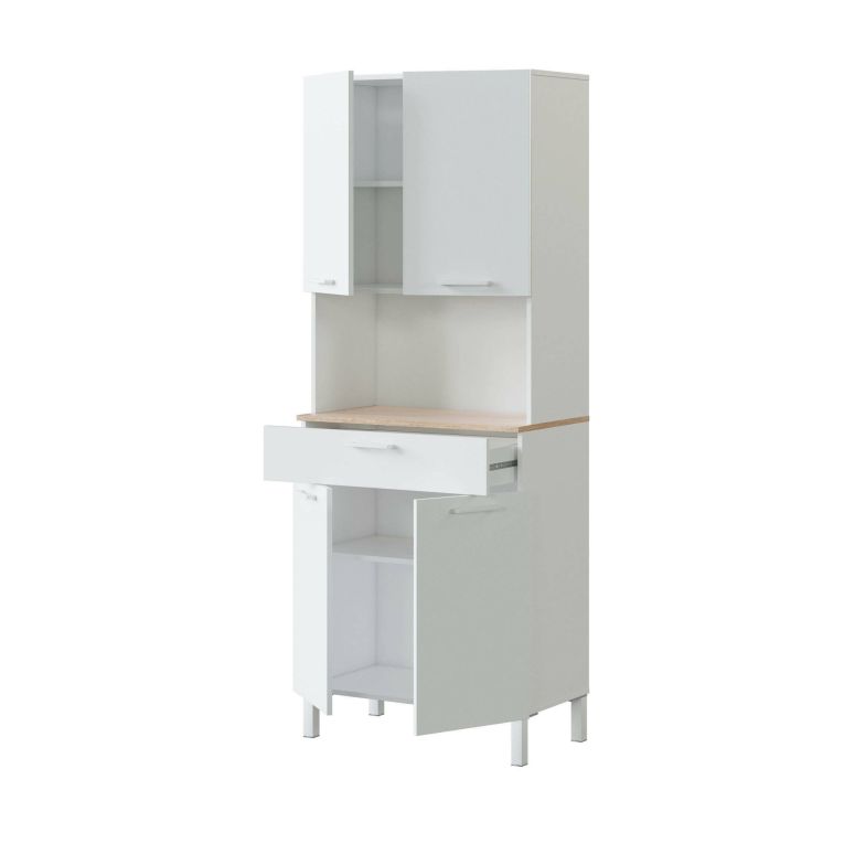 Credenza- bianco e rovere con cassetto 72x186h cm - Dicentra