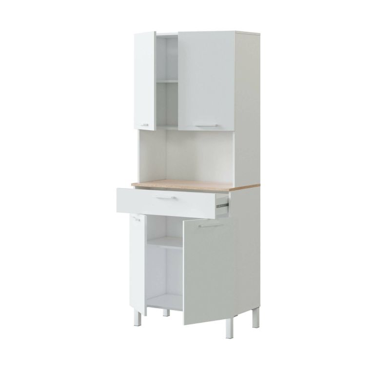 Credenza- bianco e rovere con cassetto 72x186h cm - Dicentra