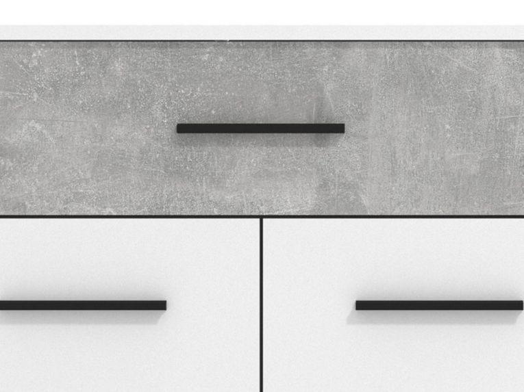 Credenza Bianco Grigio Cemento un Cassetto 2 Ripiani 119x33x80.5h cm, Apertura Battente e Scorrevole - Sanza