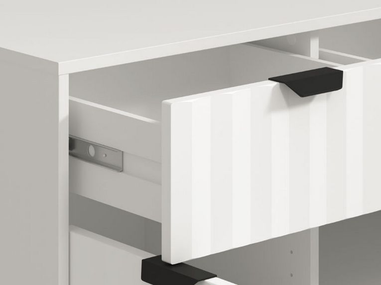 Credenza Bianco Grigio Chiaro 3 Ripiani 3 Cassetti 138x40x90.5h cm, 3 Ante - Paglieta