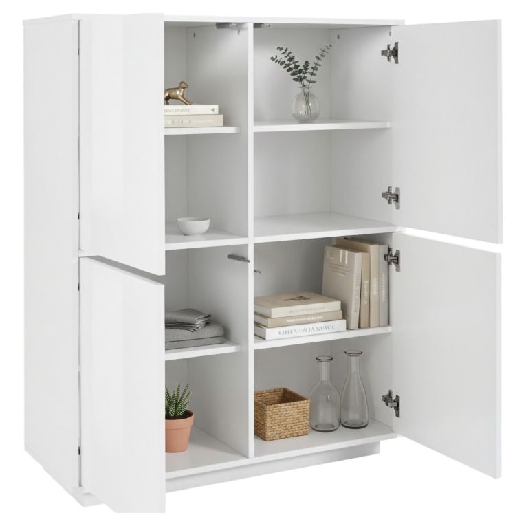 Credenza bianco lucida 100x41x126h cm 4 ante - Ara