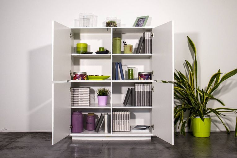 Credenza bianco lucida 100x41x126h cm 4 ante - Ara