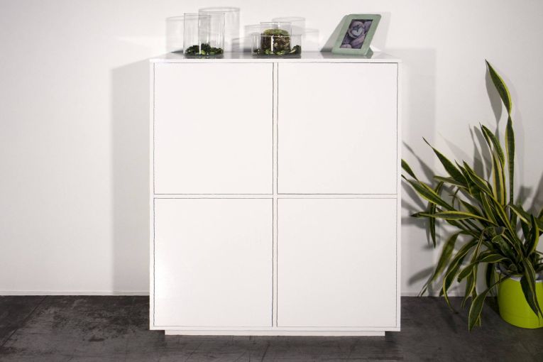 Credenza bianco lucida 100x41x126h cm 4 ante - Ara