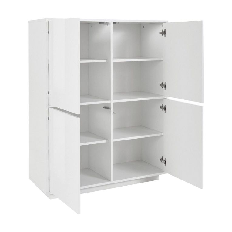 Credenza bianco lucida 100x41x126h cm 4 ante - Ara