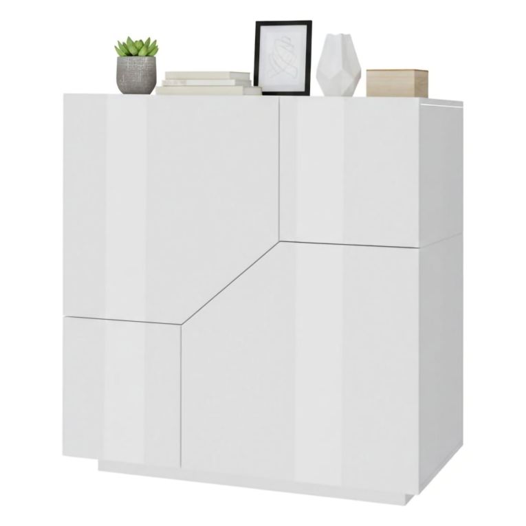 Credenza bianco lucida 100x43x106h cm 2 ante - Arbal