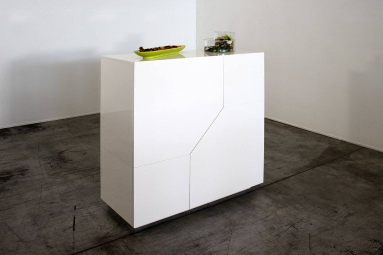 Credenza bianco lucida 100x43x106h cm 2 ante - Arbal