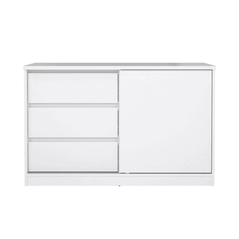 Credenza bianco lucida 118x50x75h cm 1 anta e 3 cassetti - Bebinca
