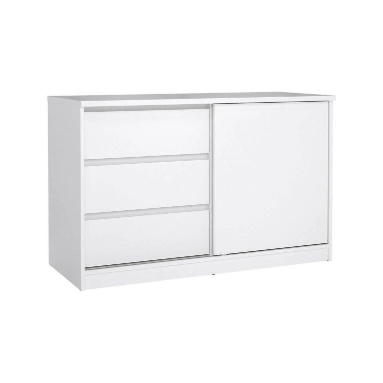 Credenza bianco lucida 118x50x75h cm 1 anta e 3 cassetti - Bebinca