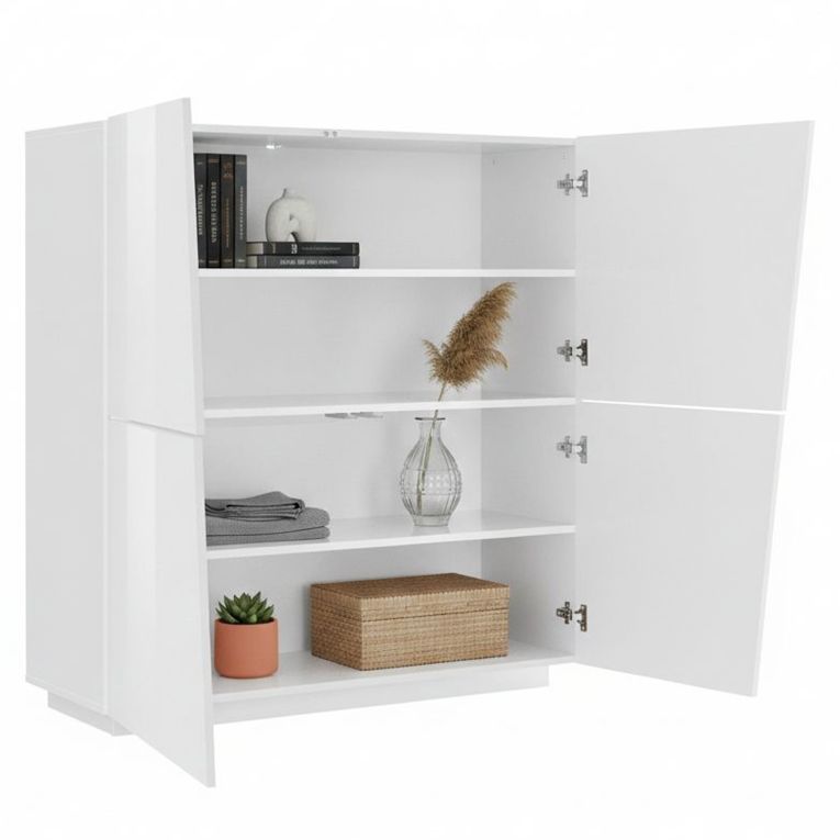 Credenza bianco lucida 120x43x126h cm 4 ante - Abbabbau