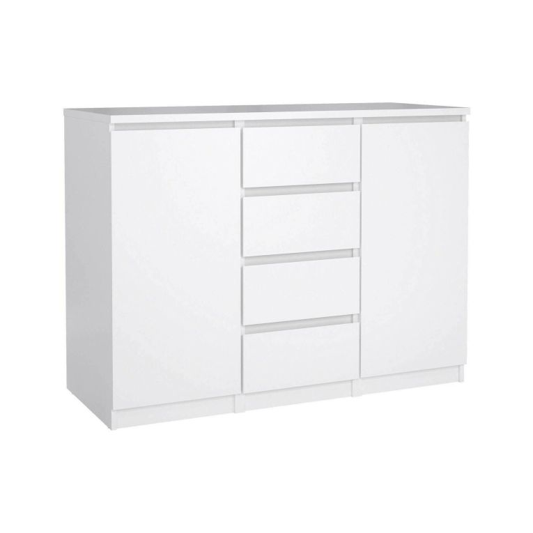Credenza bianco lucida 120x50x90h cm 2 ante e 4 cassetti - Angelika