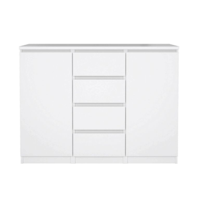 Credenza bianco lucida 120x50x90h cm 2 ante e 4 cassetti - Angelika