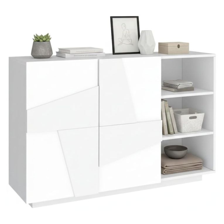 Credenza bianco lucida 121x38x86h cm 2 ante - Acab