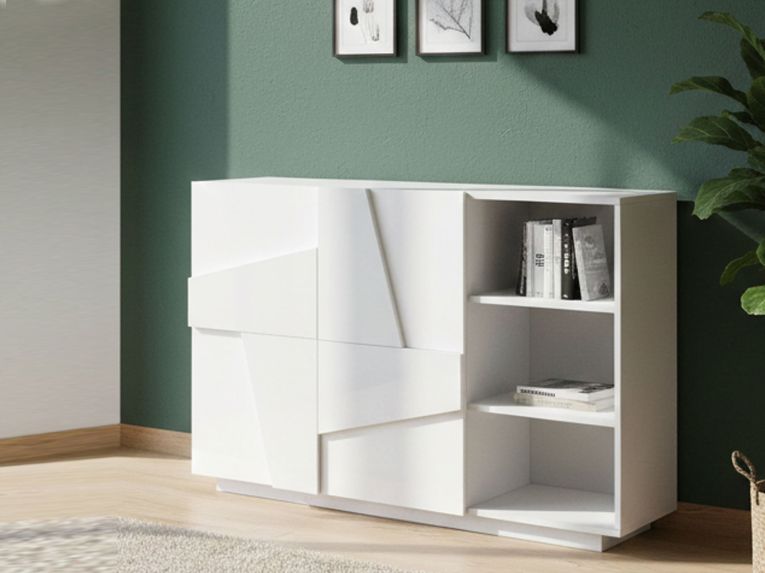Credenza bianco lucida 121x38x86h cm 2 ante - Acab