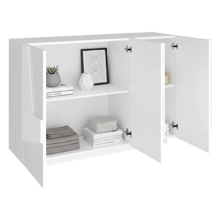 Credenza bianco lucida 121x38x86h cm 3 ante - Axl