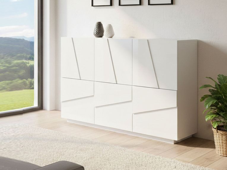 Credenza bianco lucida 121x38x86h cm 3 ante - Axl