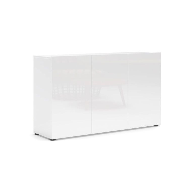 Credenza bianco lucida 135x38x79h cm 3 ante - Amelyah