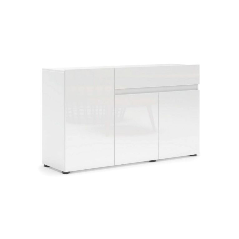 Credenza bianco lucida 135x38x79h cm 3 ante e 1 cassetto - Deodata