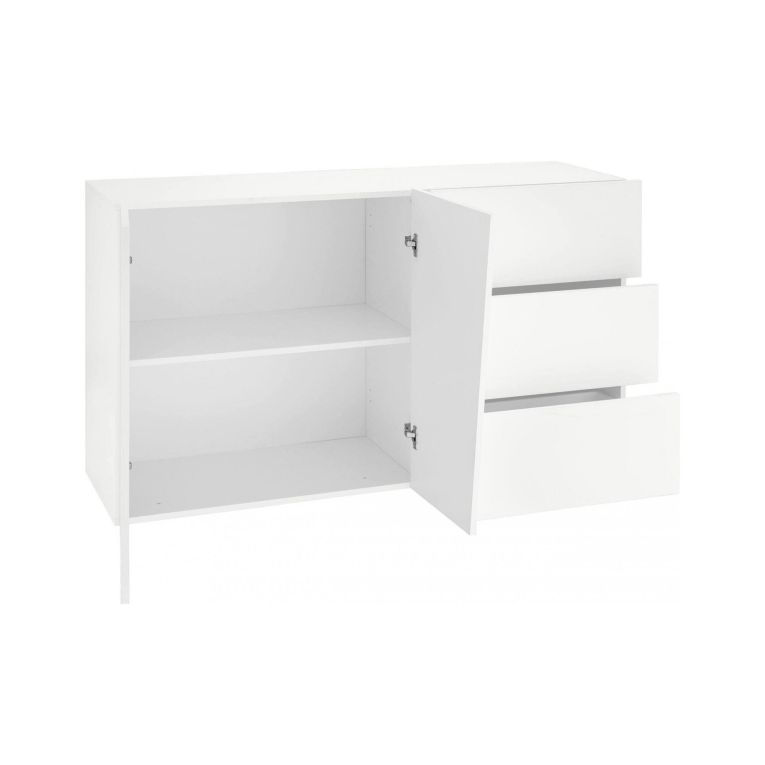 Credenza bianco lucida 140x43x86h cm 2 ante e 3 cassetti - Favonio