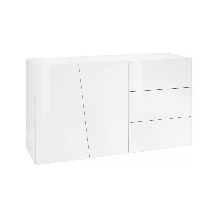 Credenza bianco lucida 140x43x86h cm 2 ante e 3 cassetti - Favonio