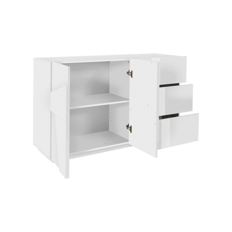 Credenza bianco lucida 142x44x86h cm 2 ante e 3 cassetti - Aydee