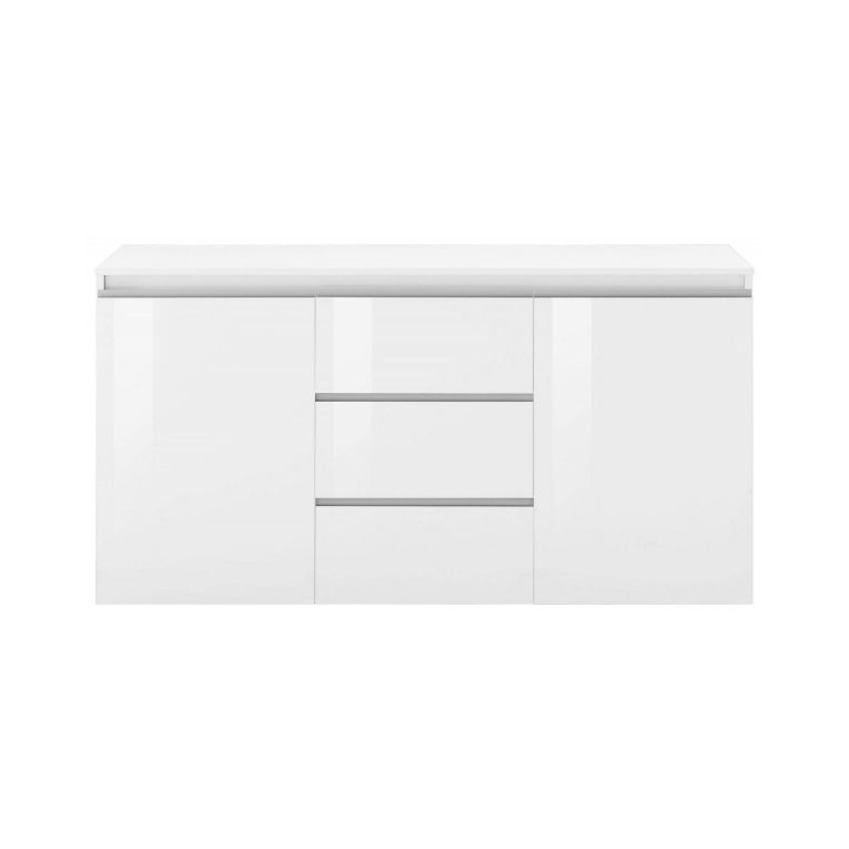 Credenza bianco lucida 150x40x81h cm 2 ante e 3 cassetti - Amoco