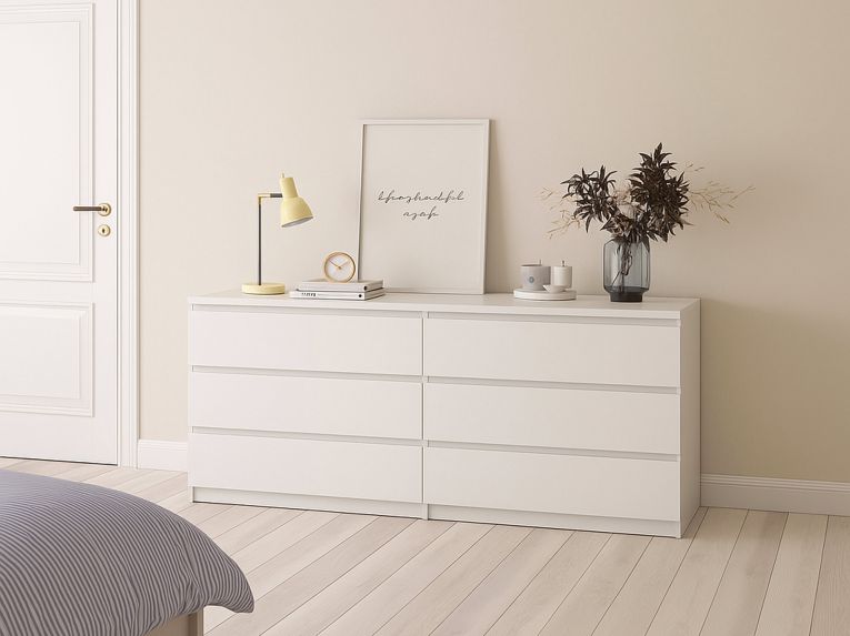 Credenza bianco lucida 153x50x68h cm 6 cassetti - Joyce