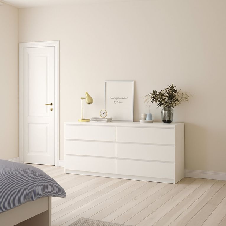Credenza bianco lucida 153x50x70h cm 6 cassetti - Abacadabra