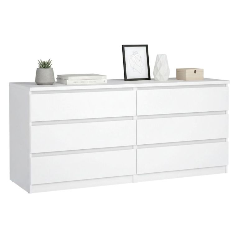Credenza bianco lucida 153x50x70h cm 6 cassetti - Abacadabra