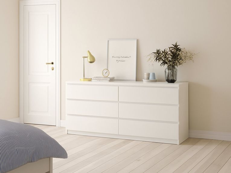 Credenza bianco lucida 153x50x70h cm 6 cassetti - Abacadabra