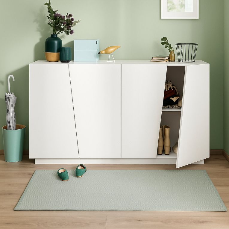 Credenza bianco lucida 158x43x86h cm 4 ante - Ackhab